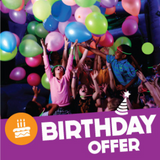 birthday offer with kids in birthday party with balloon drop 