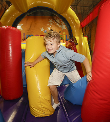 Each bounce house in our indoor playground is great for kids